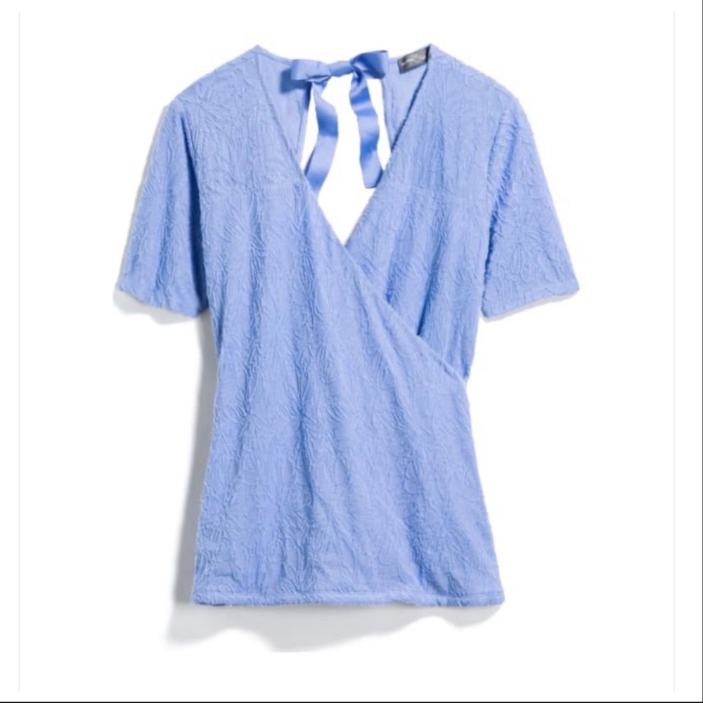 Market & Spruce Fiya Jacquard Bow Tie Top Blue S